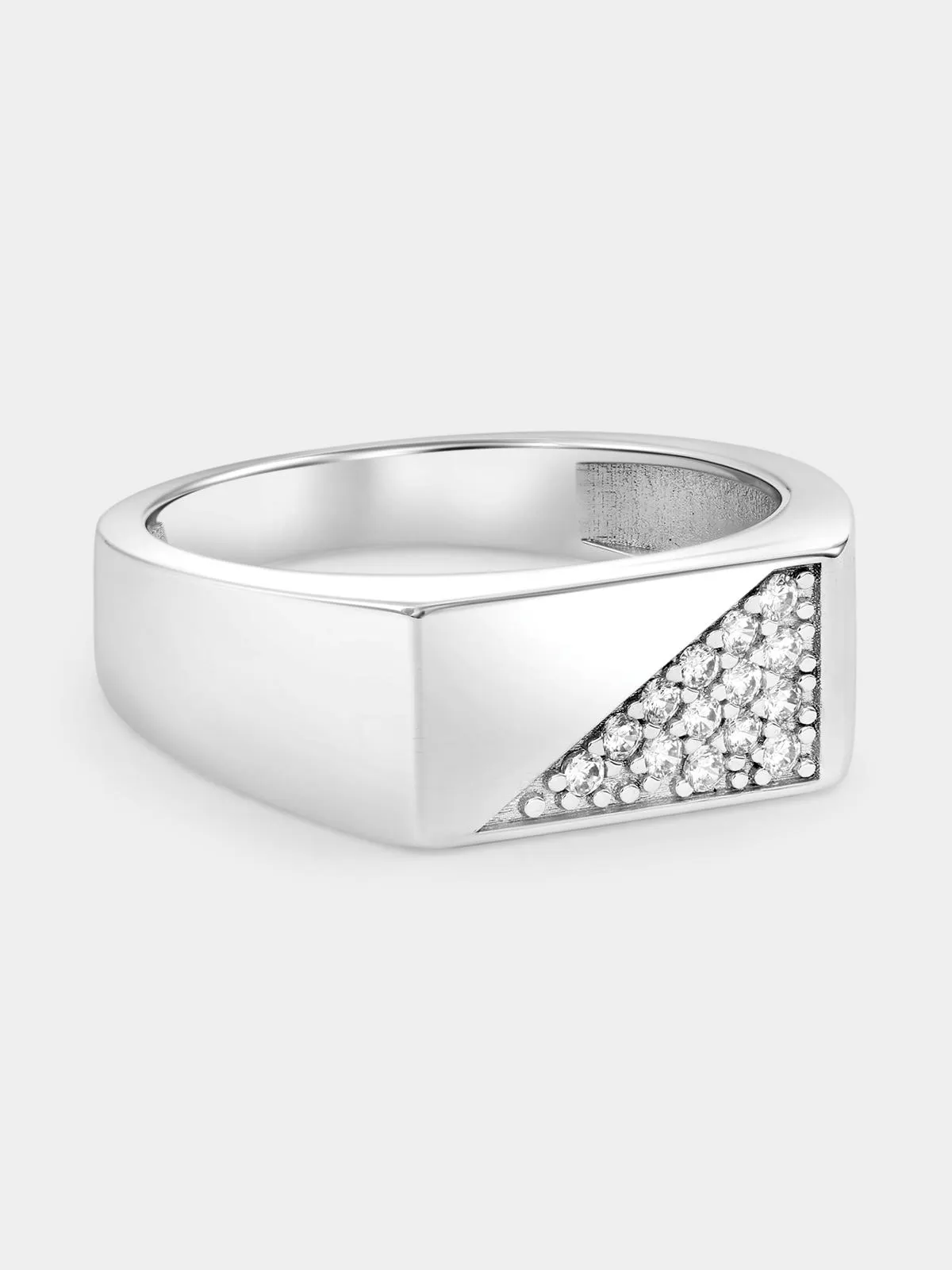 Sterling Silver Cubic Zirconia Rectangle Flat Top Wedge Ring