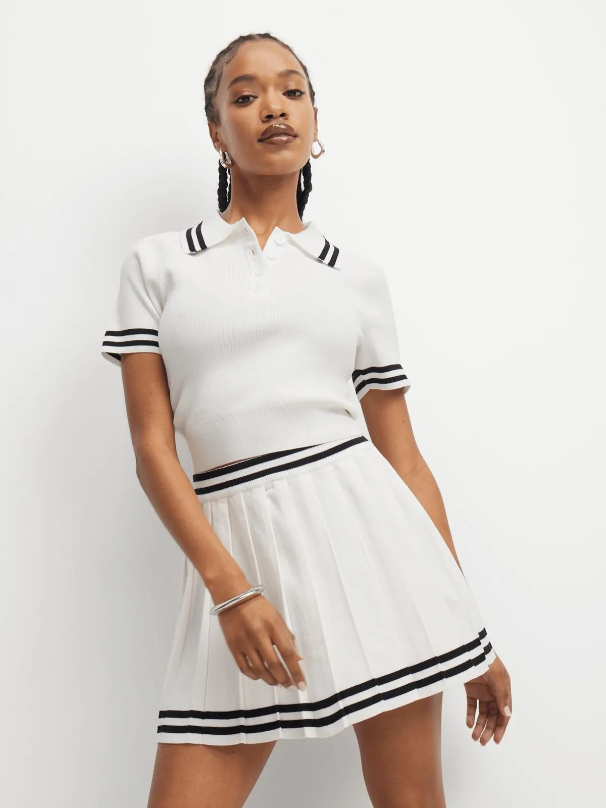 The FIX Women's White Co-Ord Pleated Mini Skirt