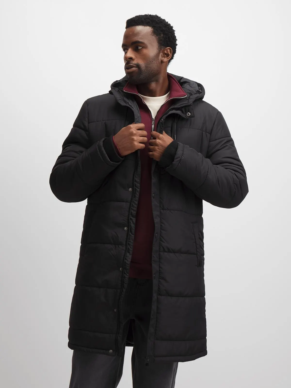 Jet Men's Black Longline Puffer Jacket