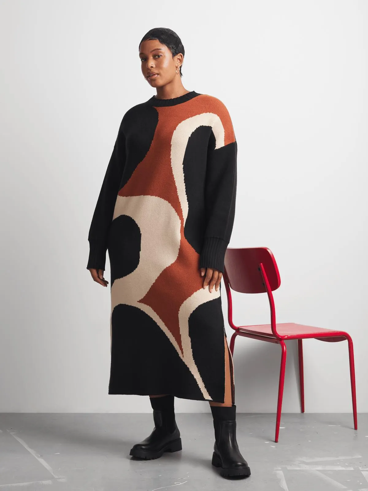 Women's Canvas Jacquard Knitwear Dress