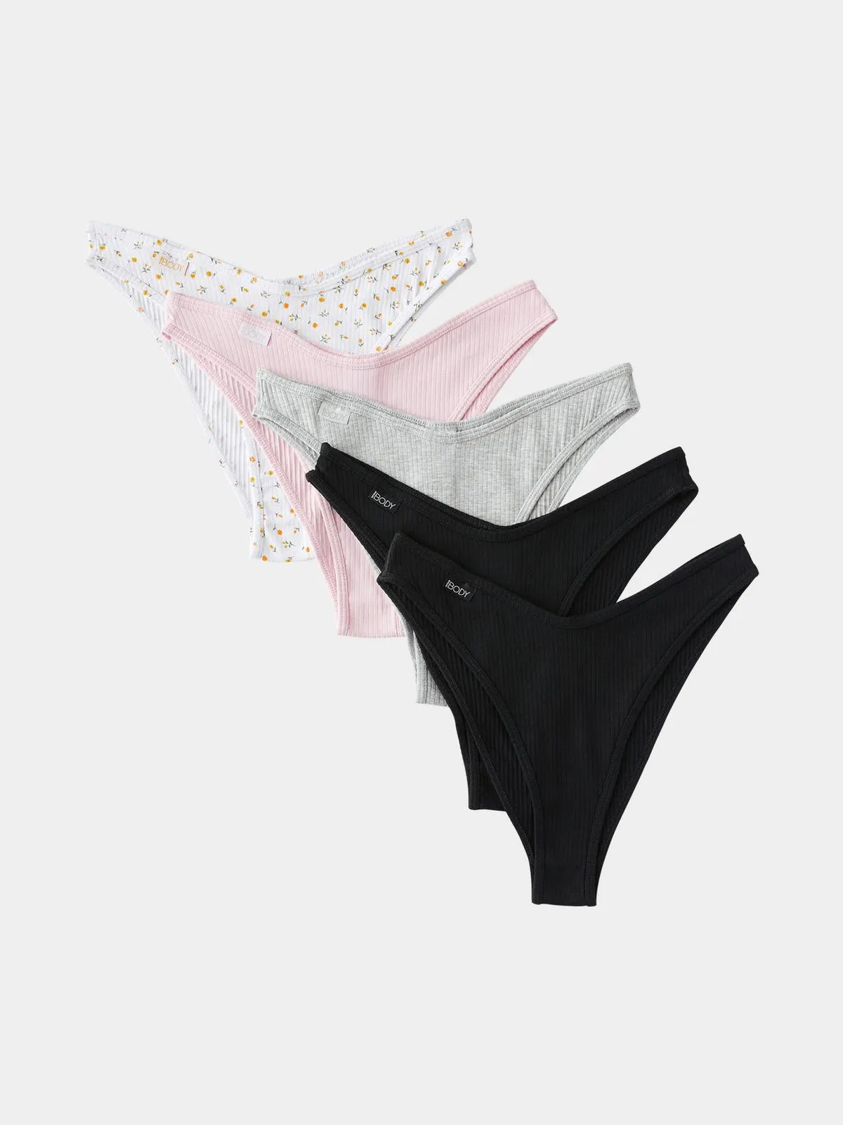 Women's Cotton On Multicolour Organic Cotton Rib Cheeky Brief 5 Pack