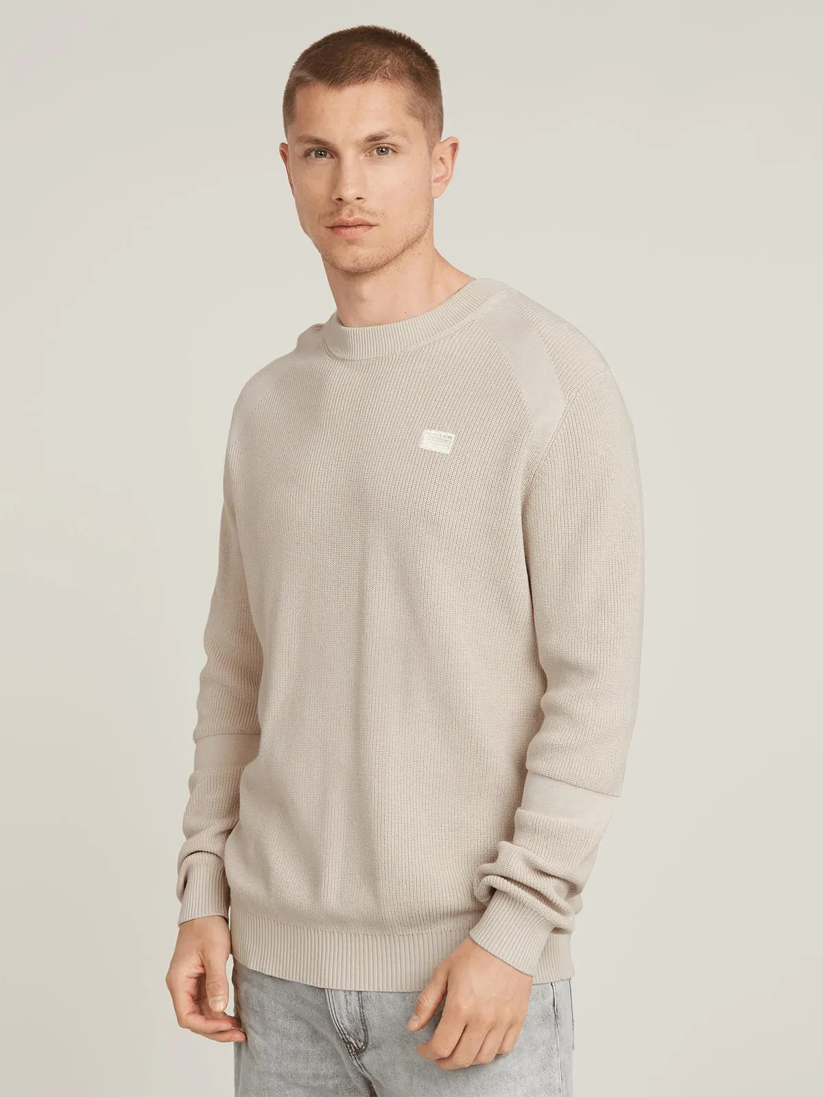 G-Star Men's Detailed Knitted Ecru Sweater