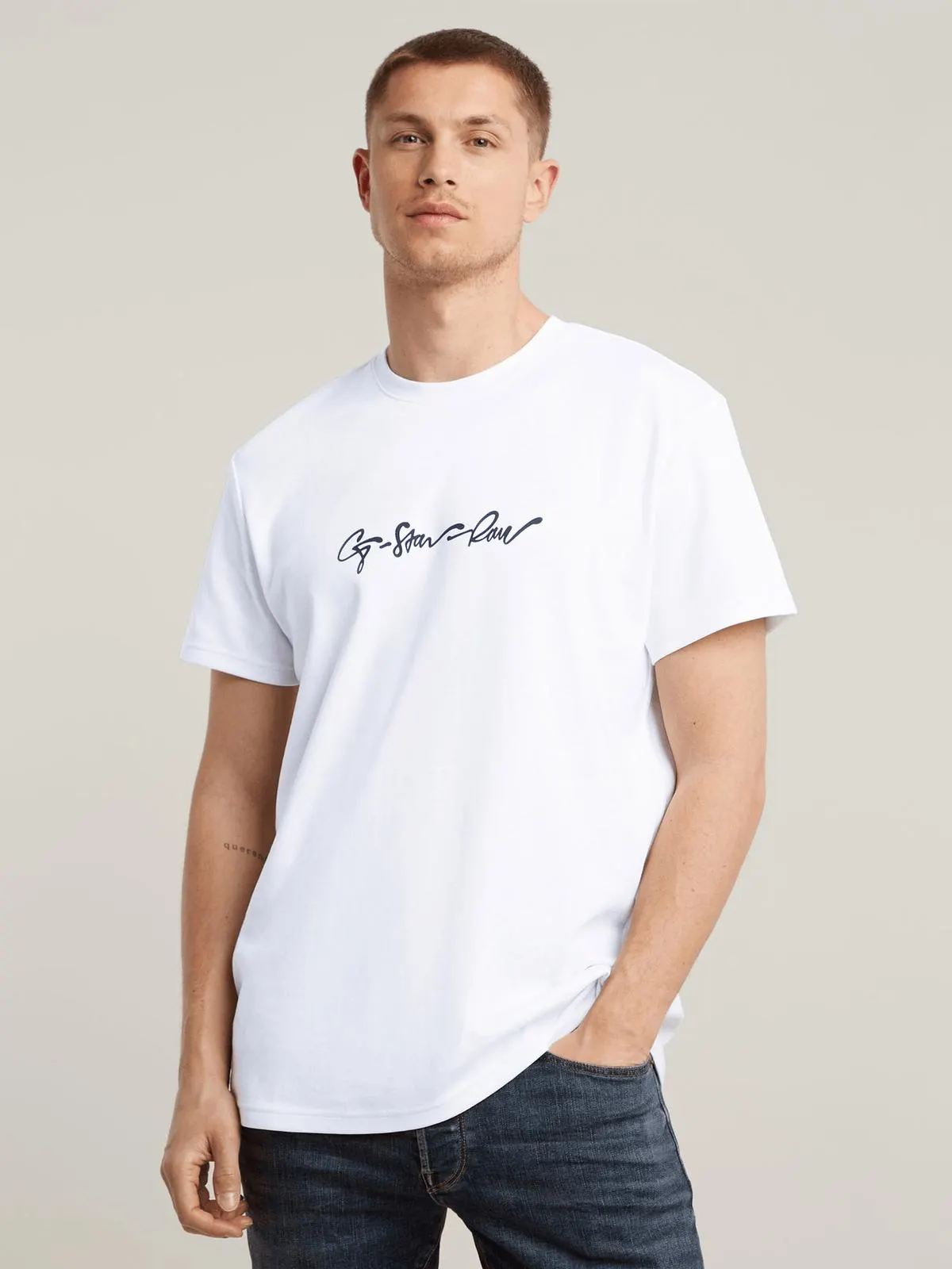 G-Star Men's G-Script White T-Shirt