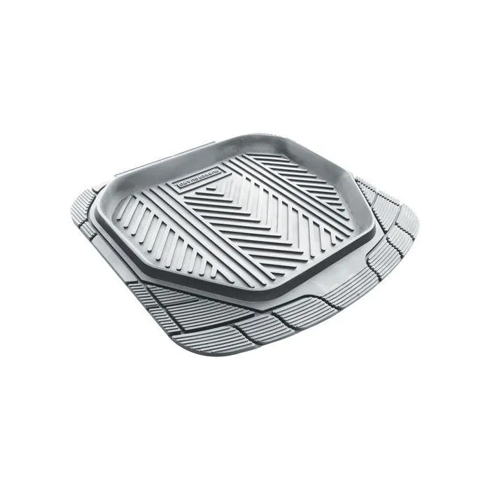 RUBBER MAT WITH TROUGH 2 PIECE - GREY - REAR