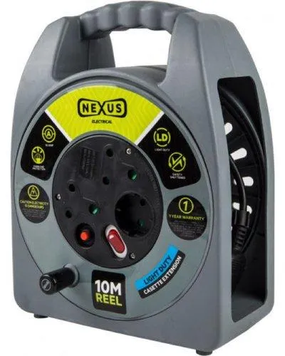 Nexus 10m 10A Cassette Extension Reel (Black | Grey)
