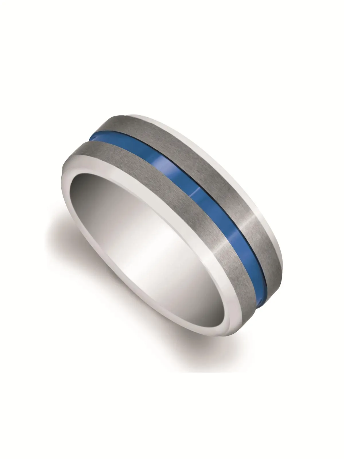 Tungsten Men’s Blue Stripe Ring