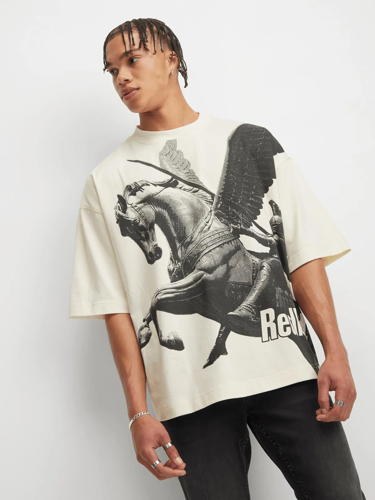 Redbat Men's Ecru Boxy T-Shirt