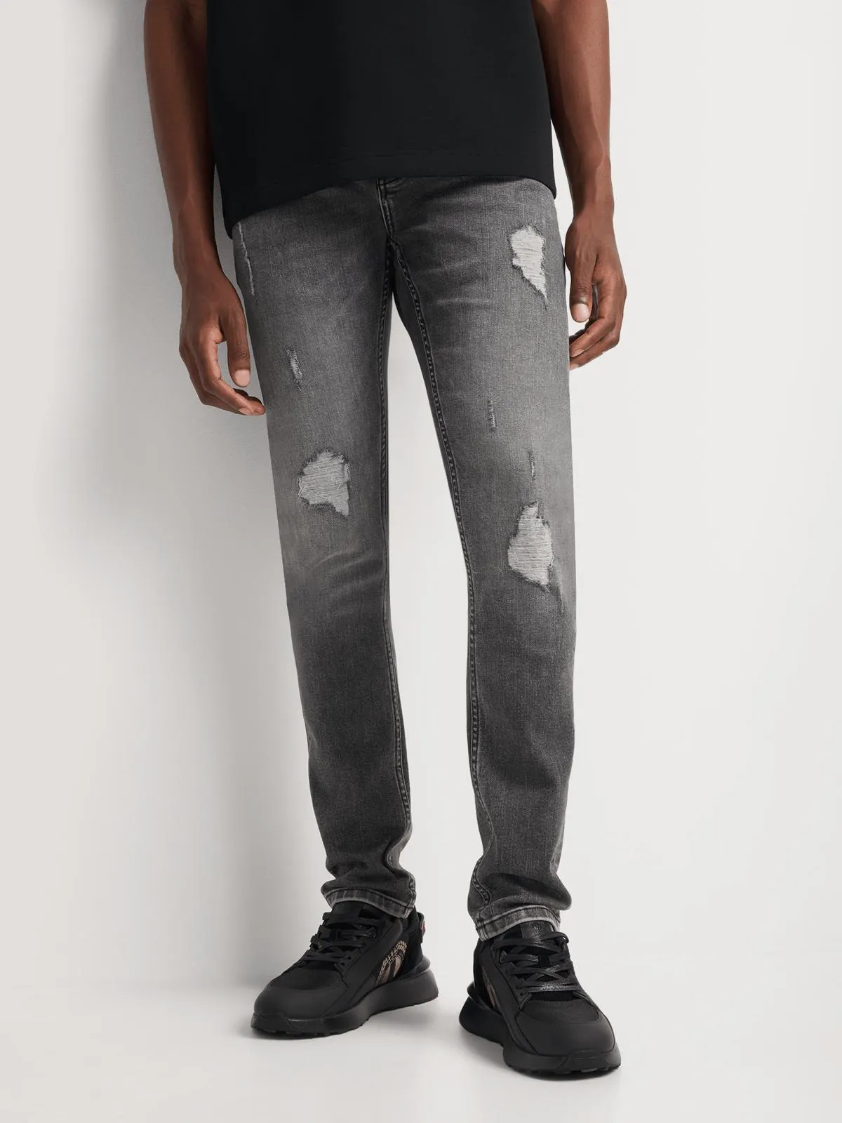 Fabiani Men's Grey Fashion Skinny Denim Jeans