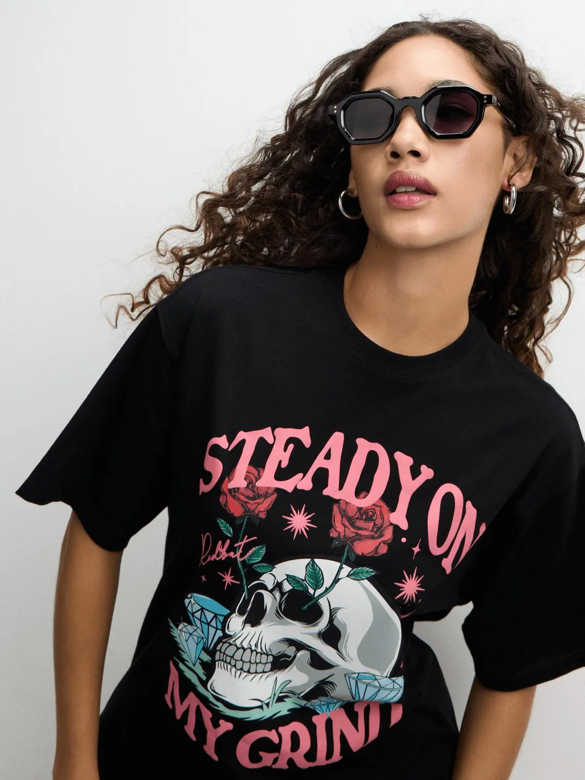 Redbat Women's Steady On My Grind Black Relaxed T-Shirt