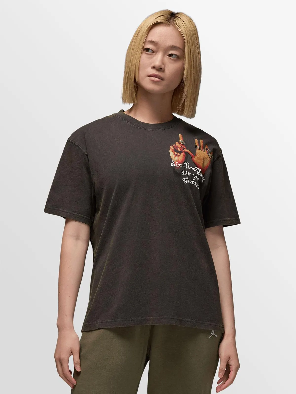 Jordan Women's 6 Ring Graphic Charcoal T-Shirt