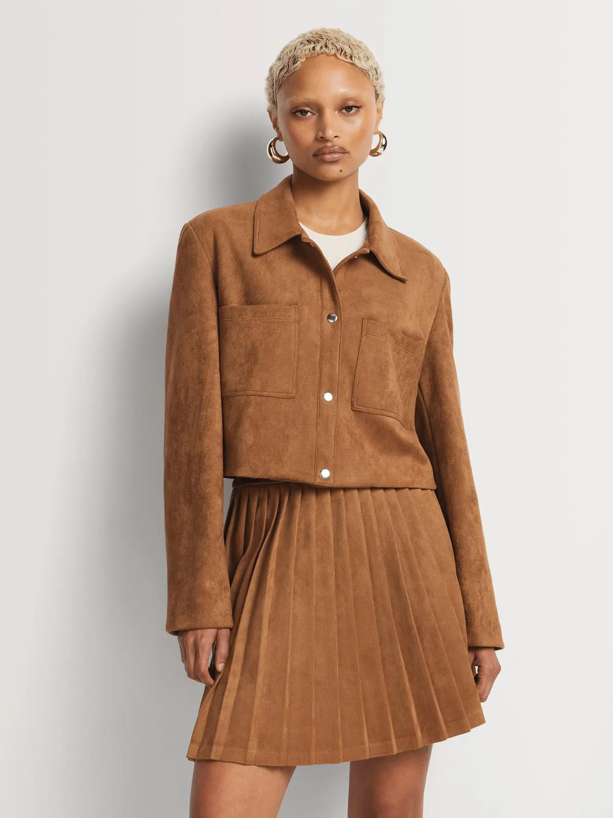 Y&G Faux Suede Cropped Shacket