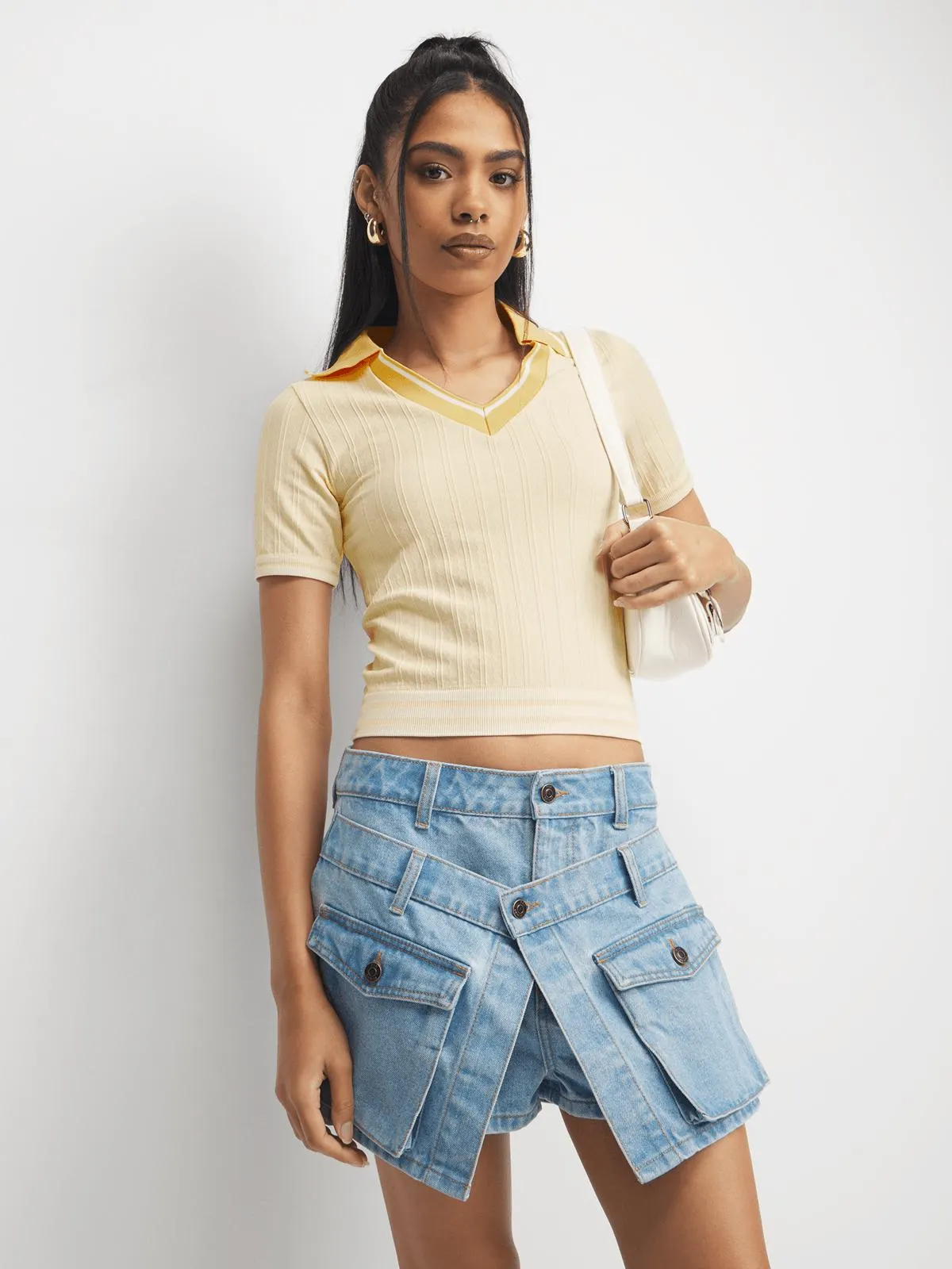 The FIX Women's Yellow Jonny Collar Top