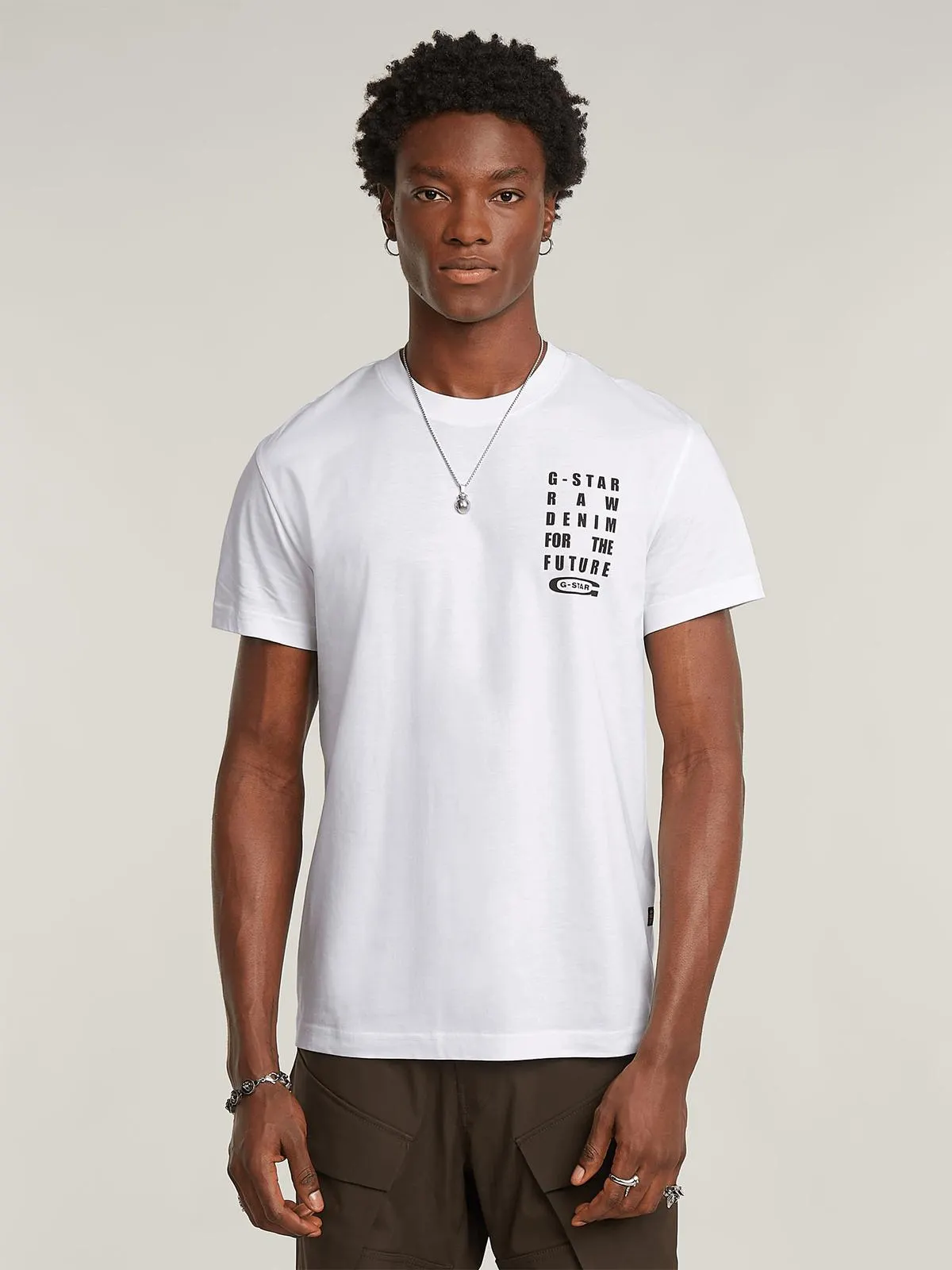 G-Star Men's Text Chest Graphic White T-Shirt