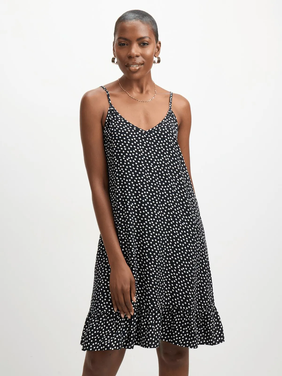 Jet Women Black White Polka Dot Mini Dress