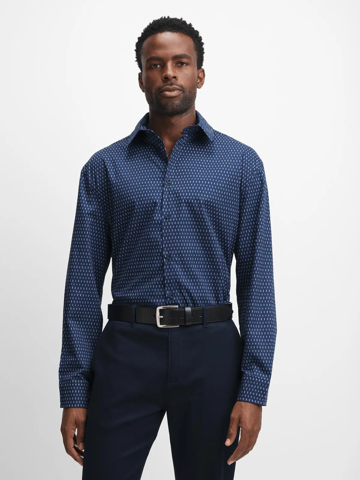 Jet Men's Navy Micro Print Shirt