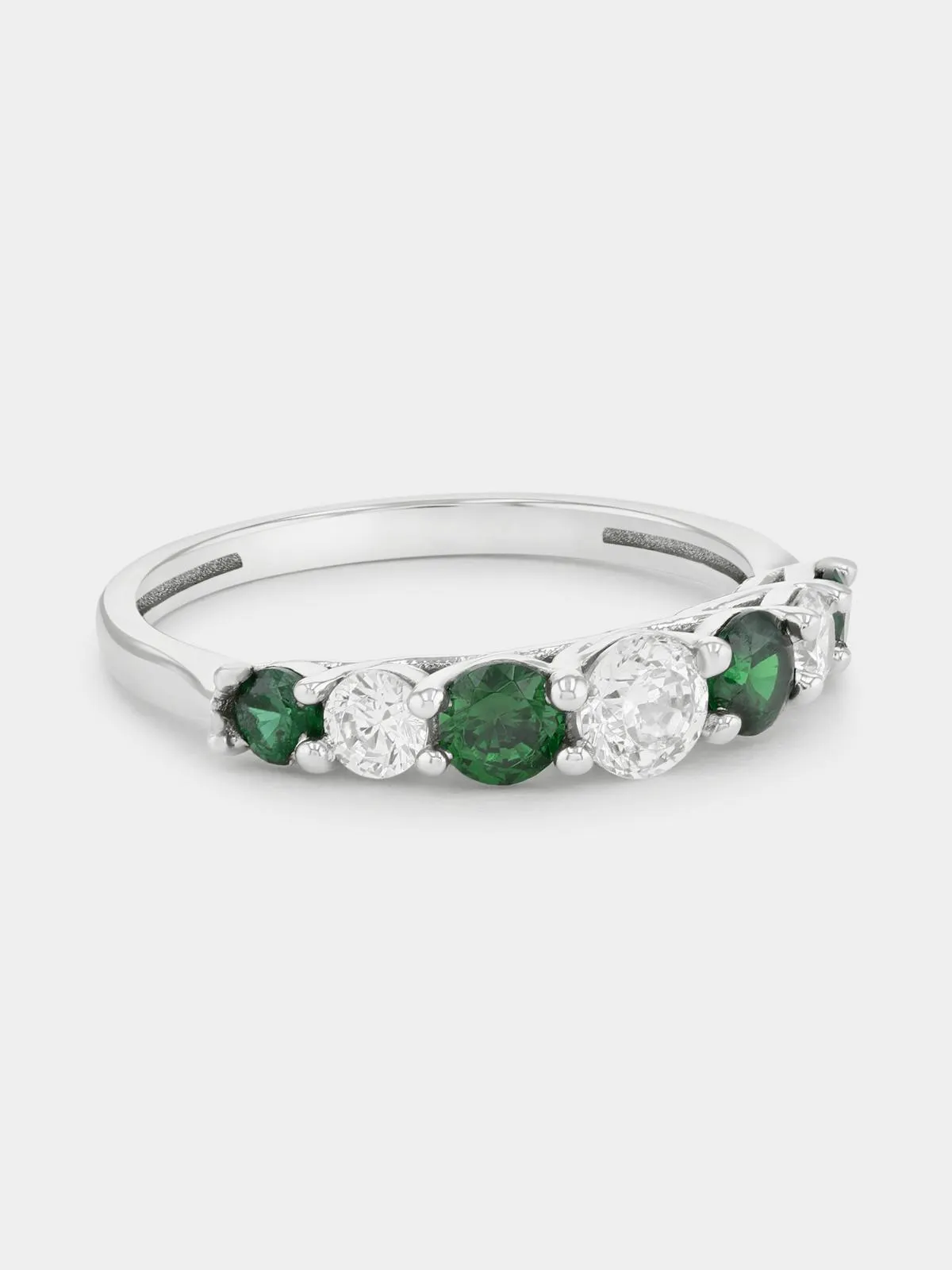 White Gold Green & White Cubic Zirconia Eternity Ring