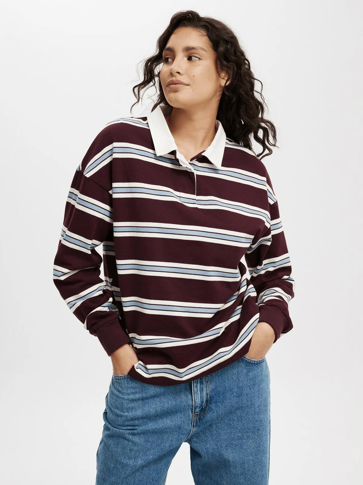 Women's Cotton On Brown Oversized Long Sleeve Polo