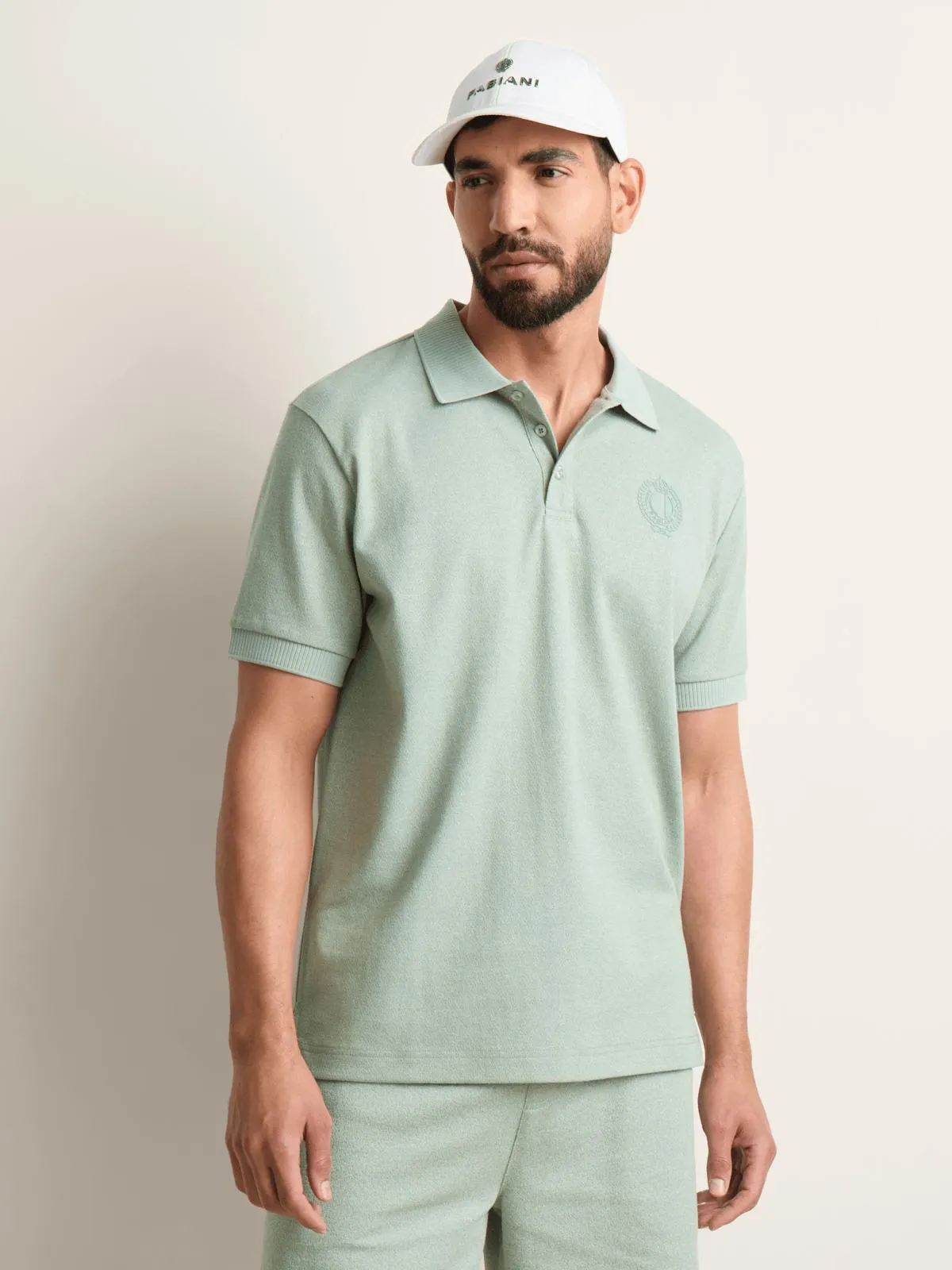 Fabiani Men's Green Texture Co-Ord Polo Shirt