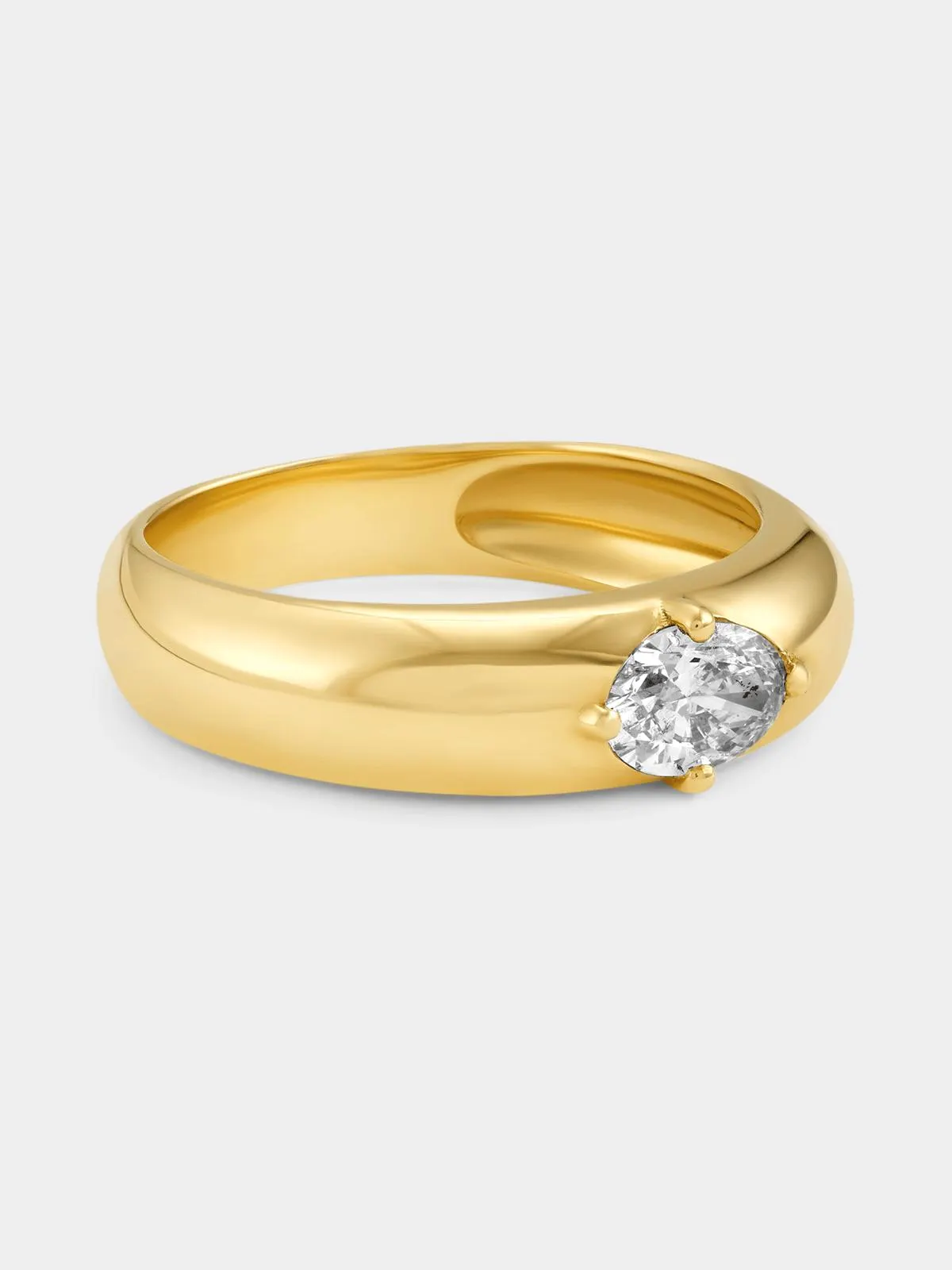 Yellow Gold 0.50ct Lab Grown Diamond Oval Solitaire Bold Ring
