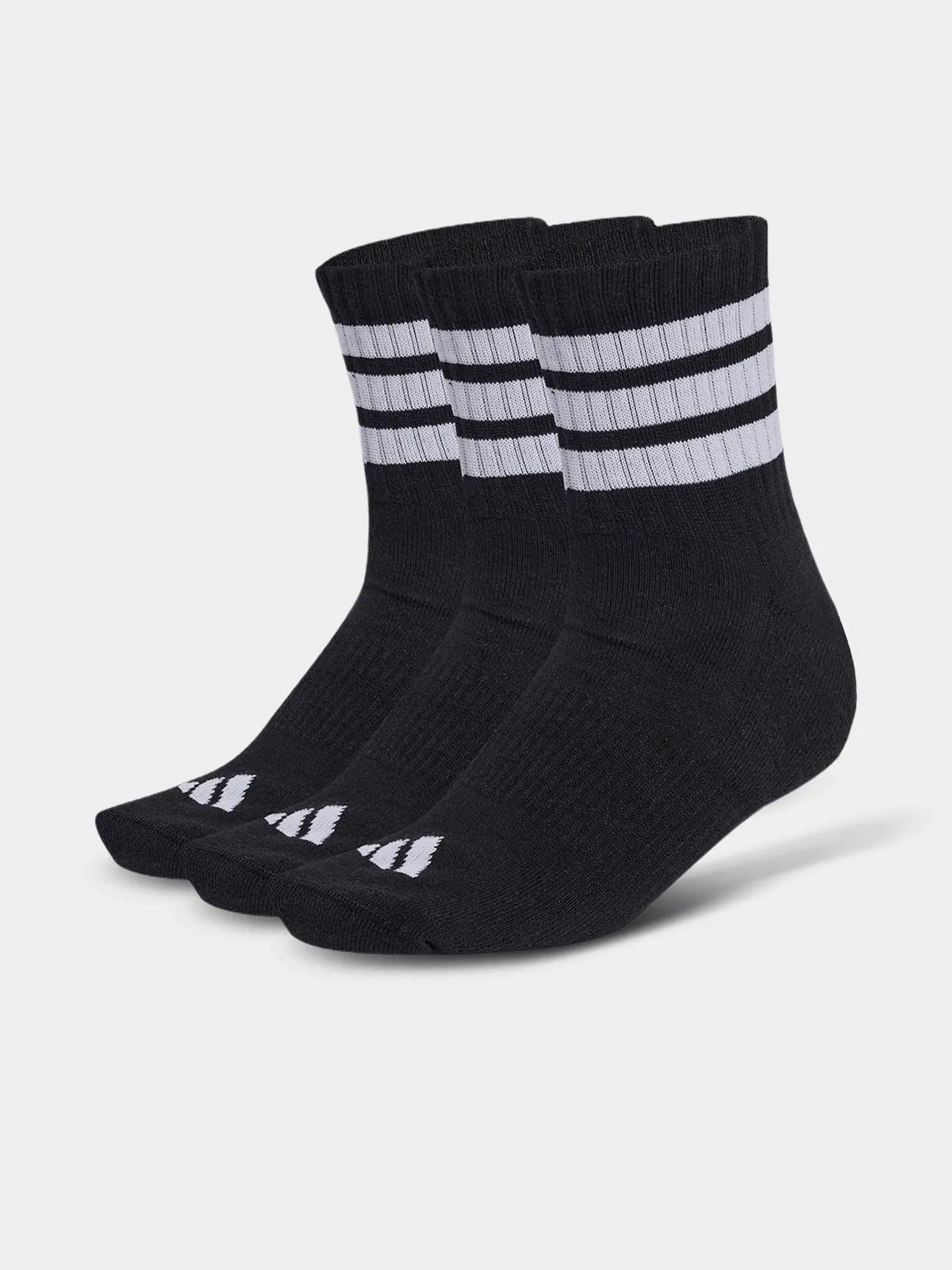 adidas 3-Pack Cushioned Black Crew Socks