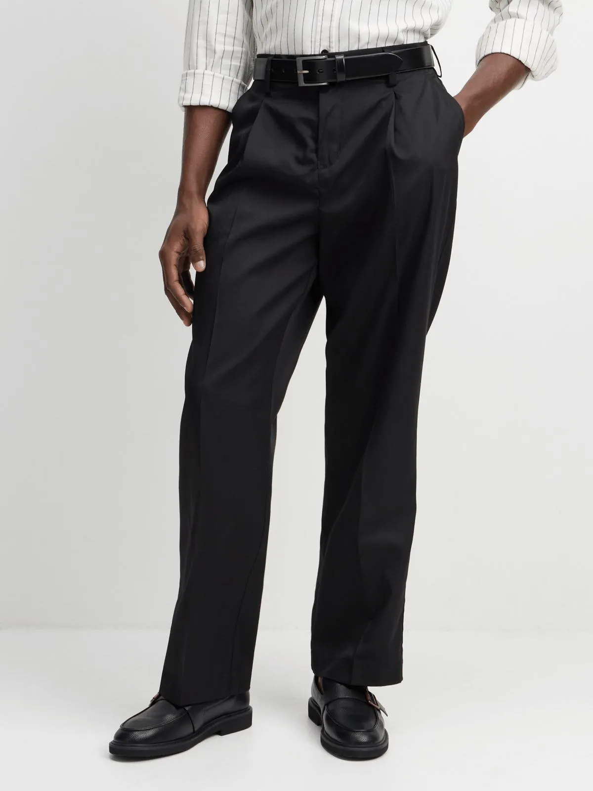Jet Mens Black Pleated Trouser