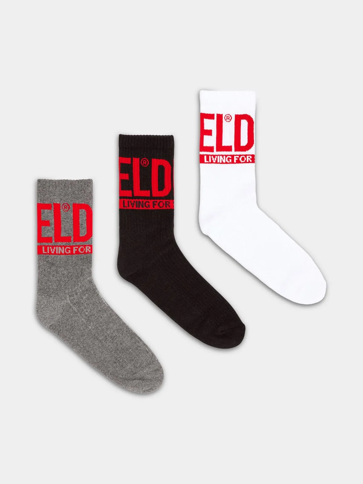 Men's Diesel Multi Skm-Wraparound-Mid-Cut-Cushioned 3pack Socks