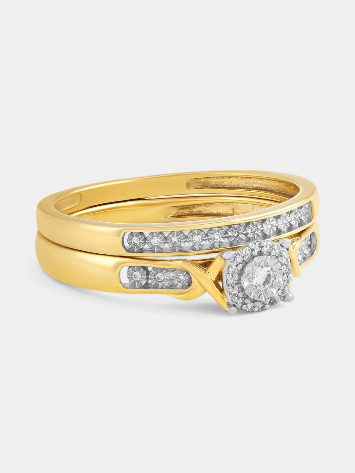 Yellow Gold 0.38ct Diamond Round Halo Twinset Ring