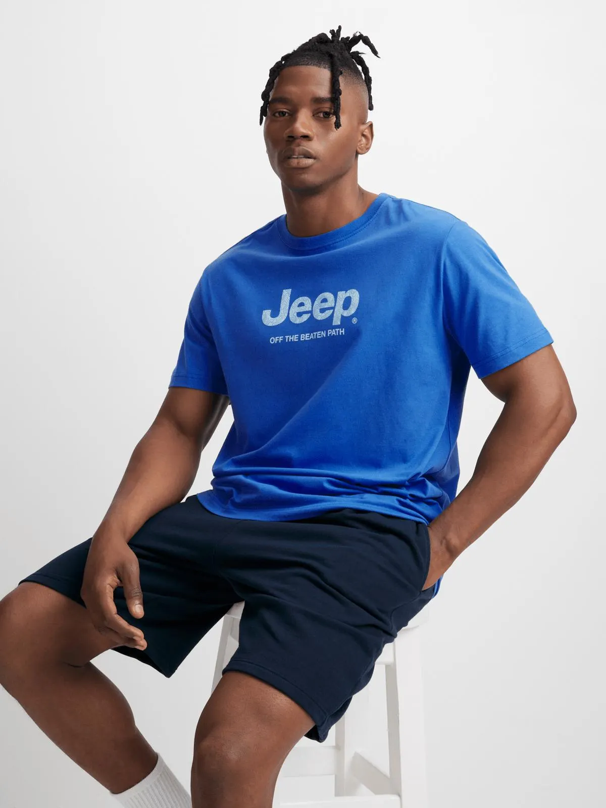 Mens Jeep Core Logo Blue Tee