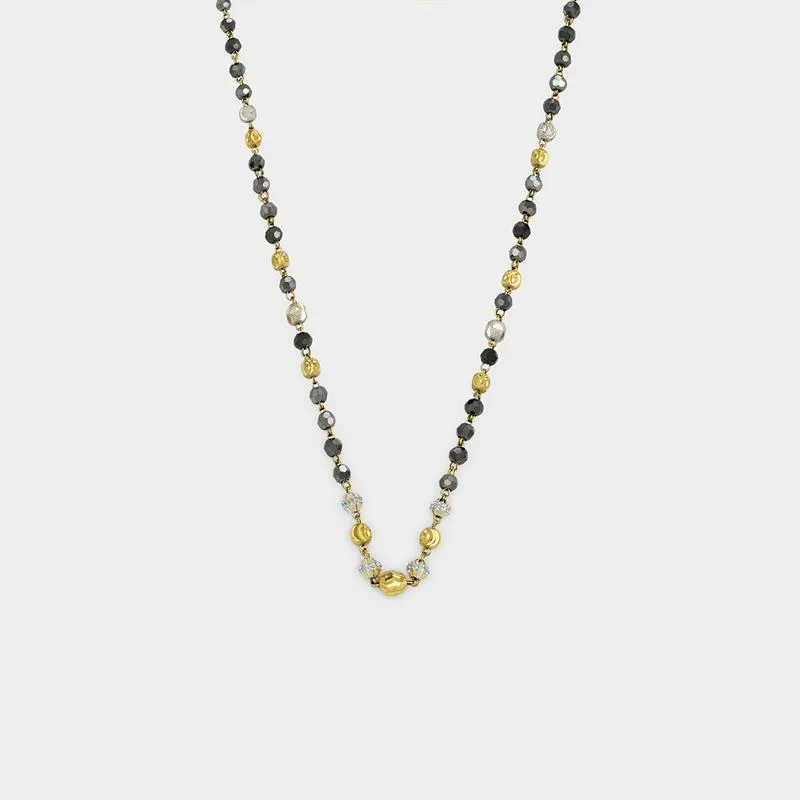 Yellow Gold Faceted Bead Mangal Sutra Y-Chain Necklace