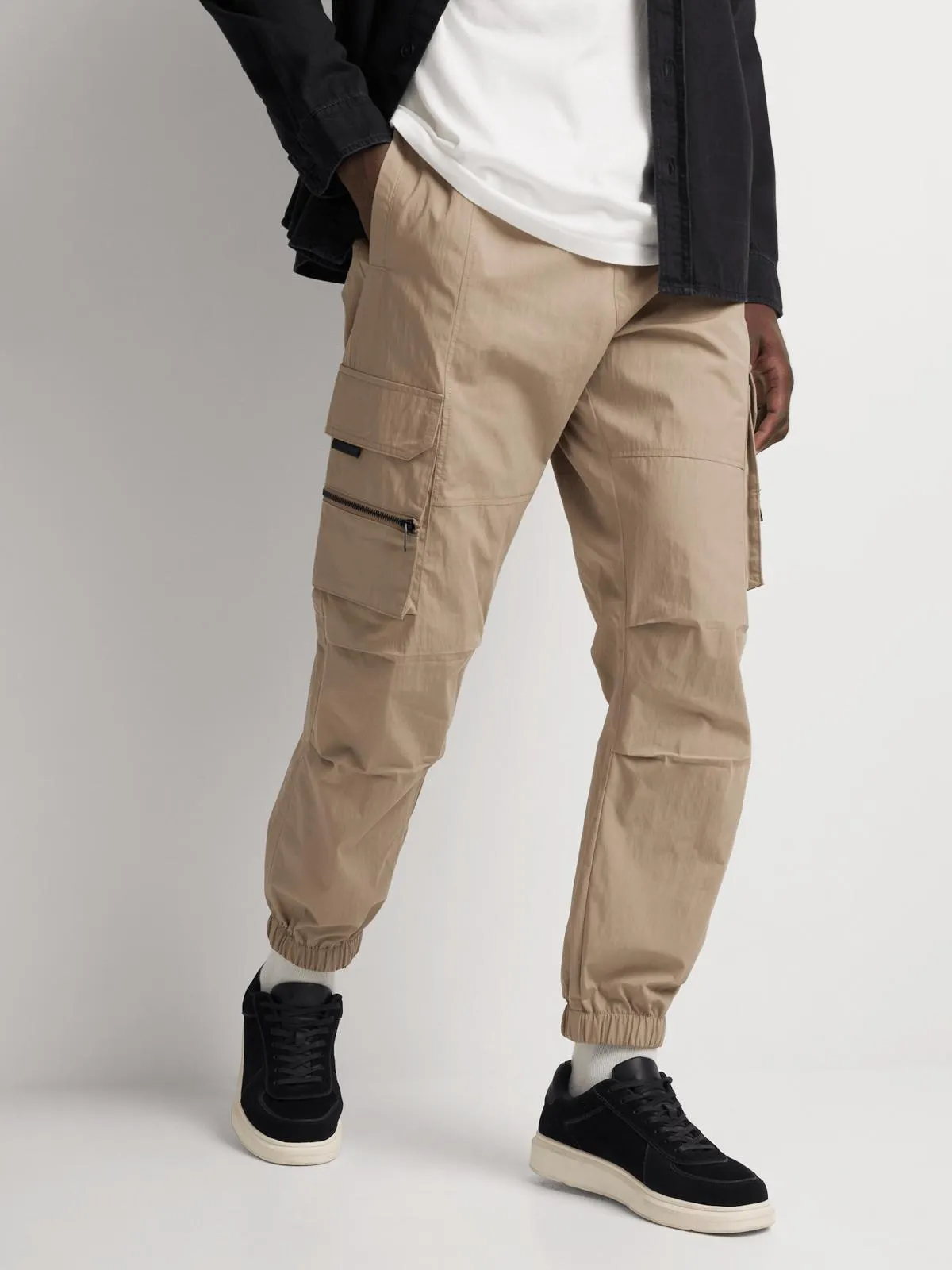 Markham Men's Zip Detail Cuffed Stone Utility Pants