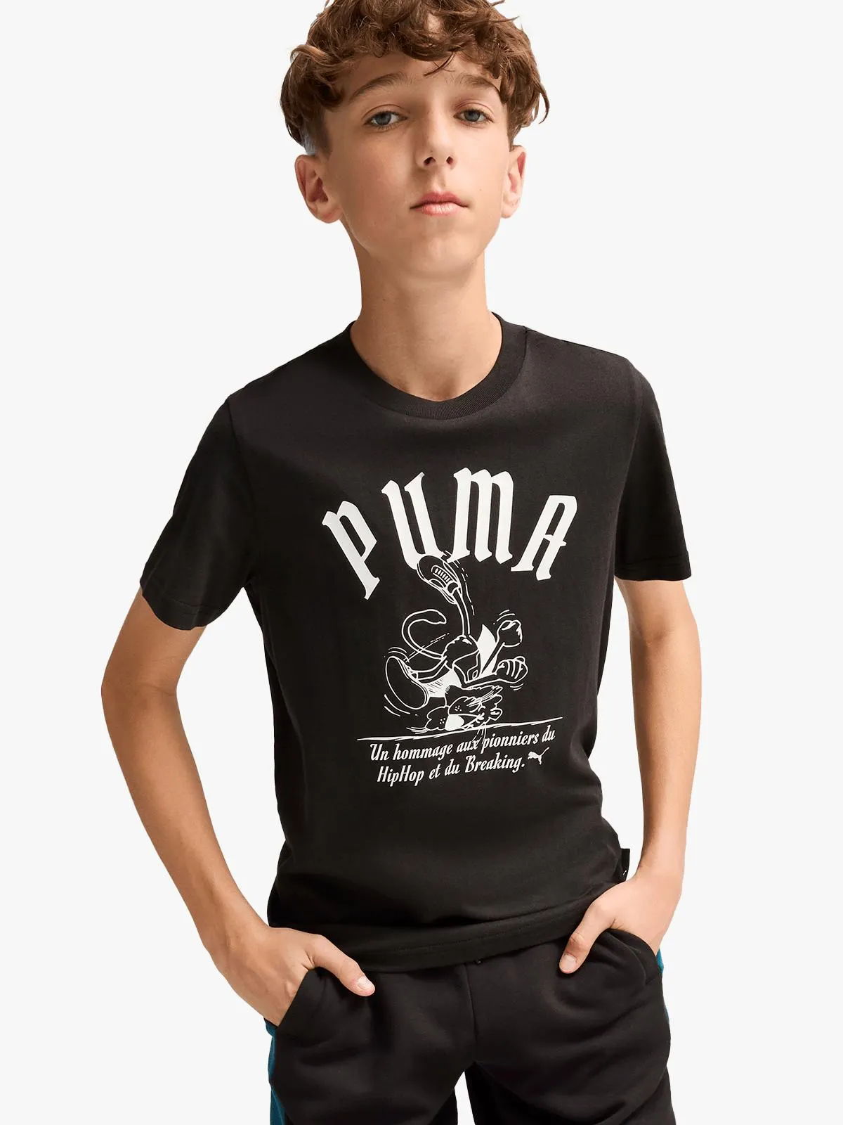 Puma Unisex Youth Graphic Break Black T-Shirt