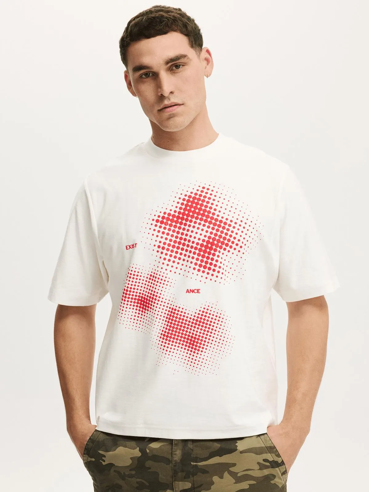Men's Cotton On White Cropped Fit Graphic T-shirt