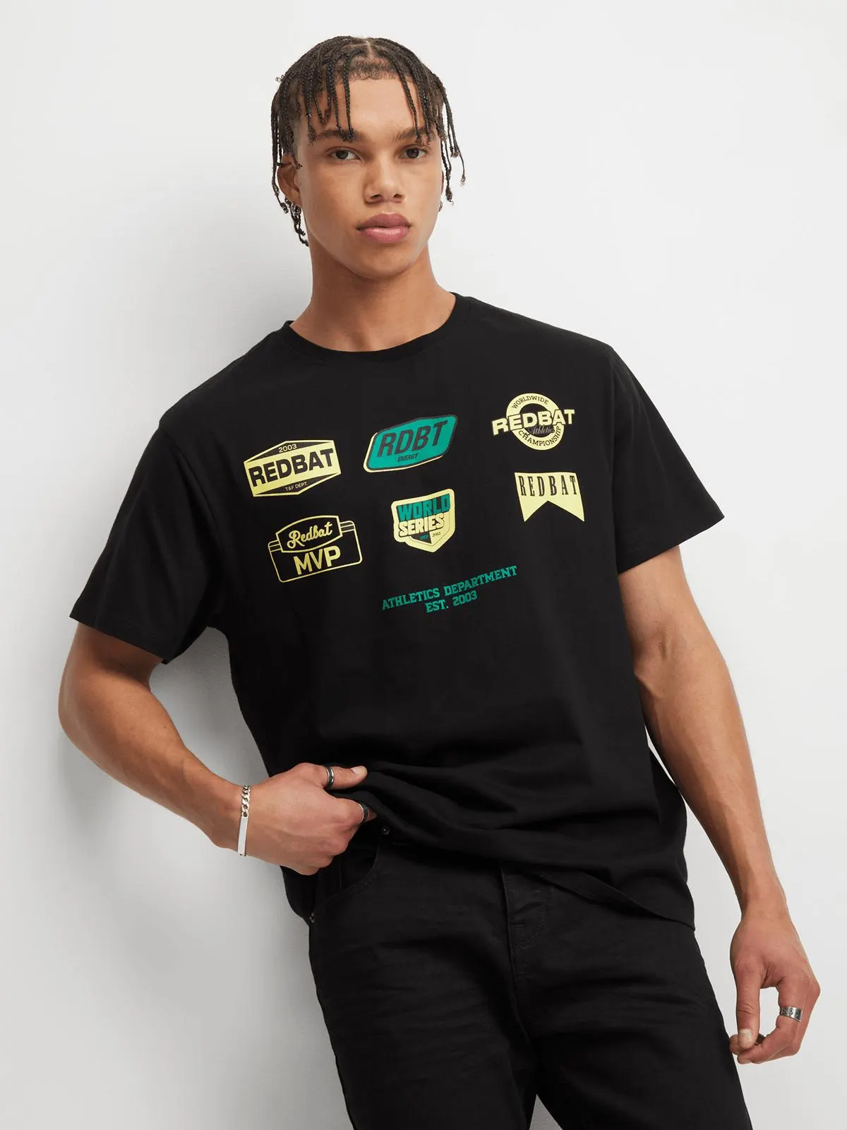 Redbat Athletics Men's Black Graphic T-Shirt