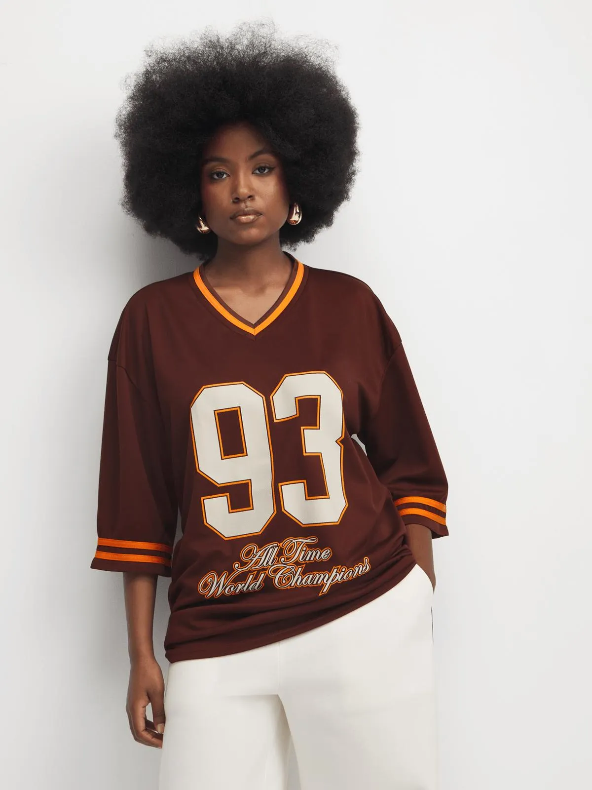 The FIX Women's Brown Oversized Graghic Top