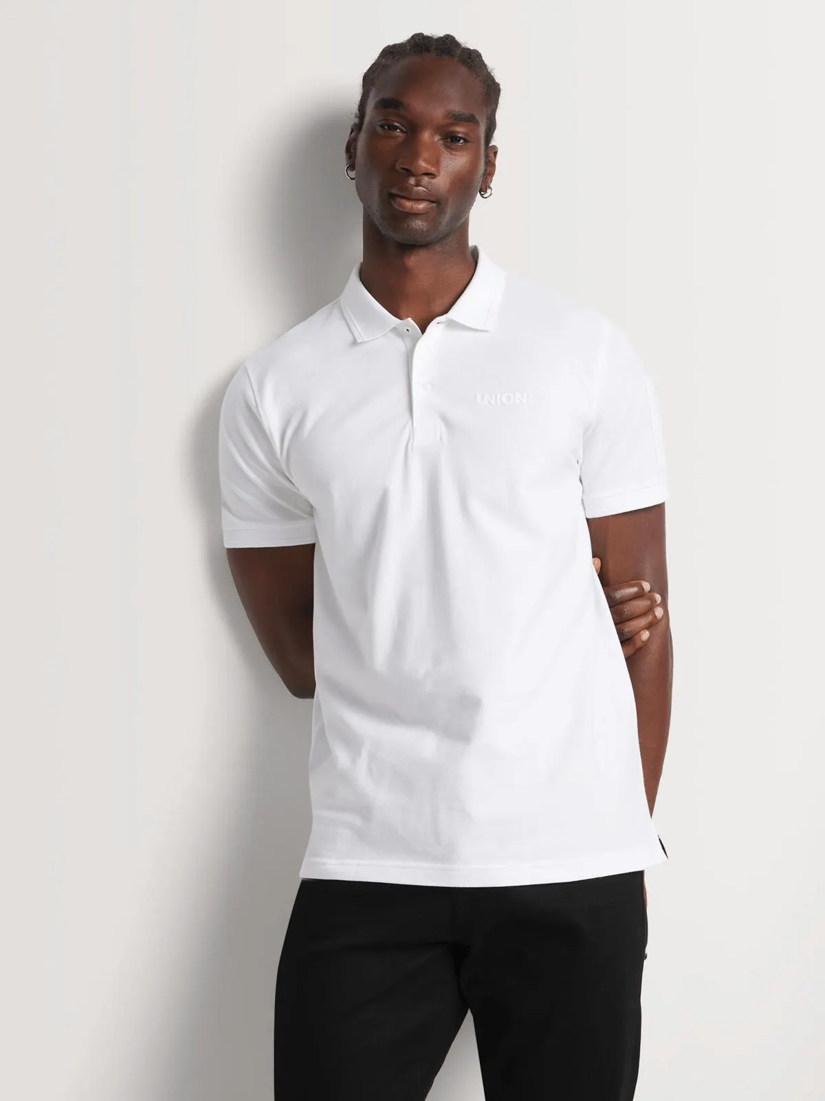 Union-DNM Men's Cotton Blend White Polo