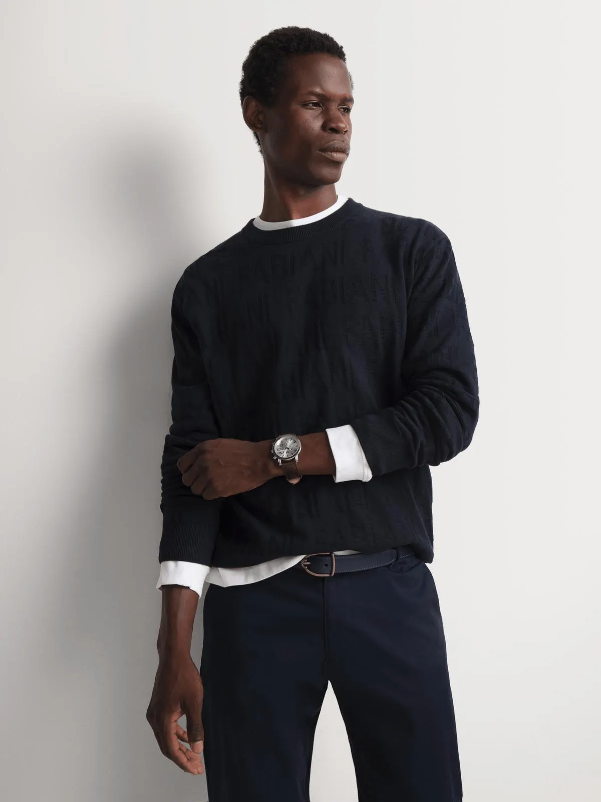 Fabiani Men's Navy Embossed Knitwear