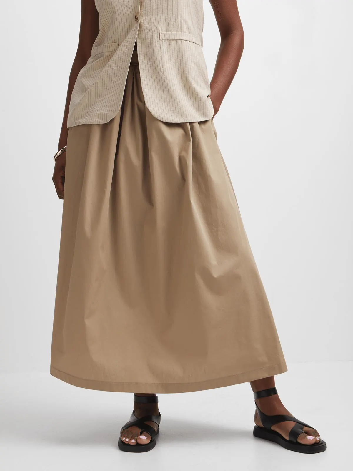 Exact Women's Brown Poplin Skirt