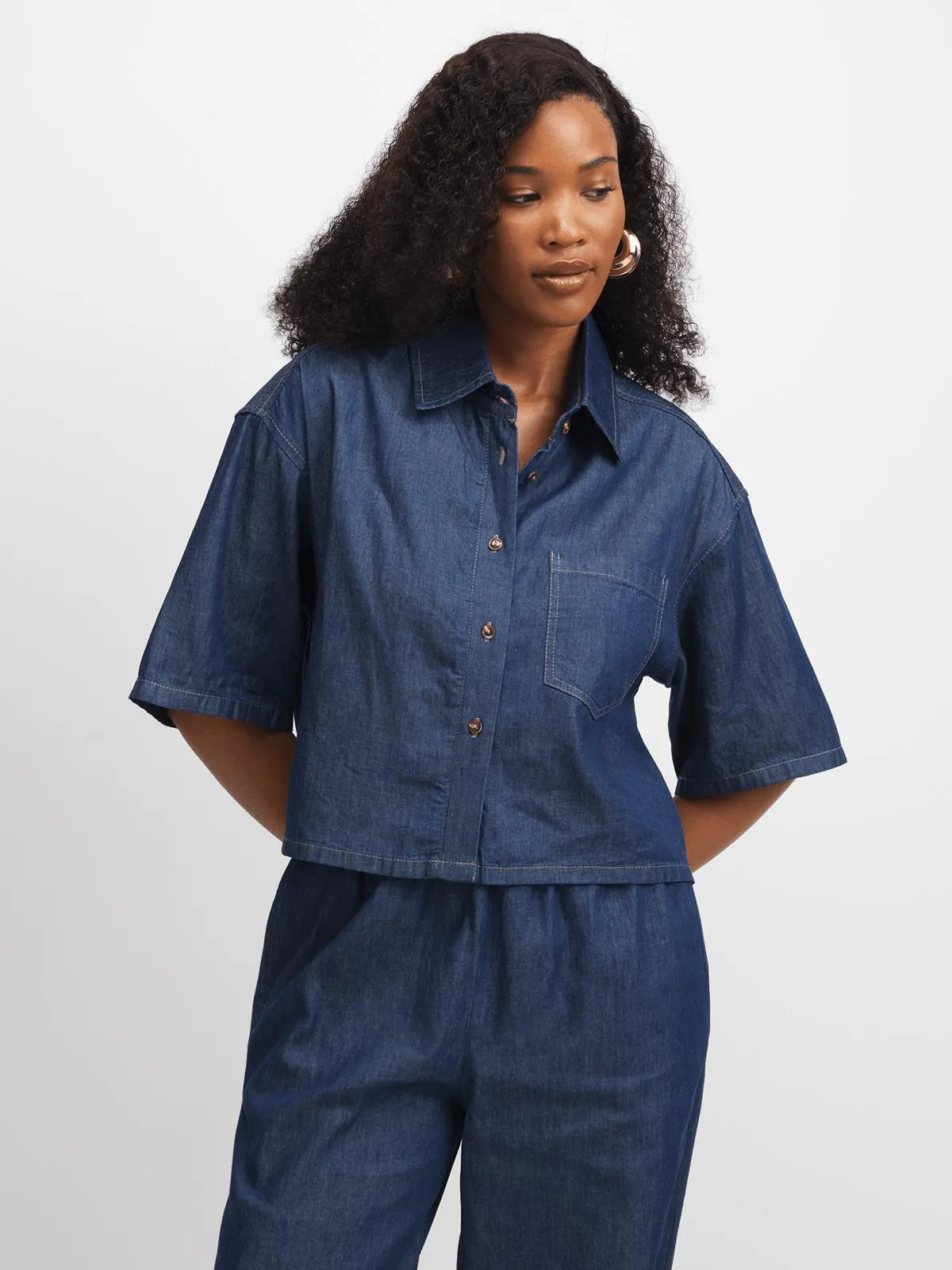 Jet Women's Dark Chambray Boxy Shirt