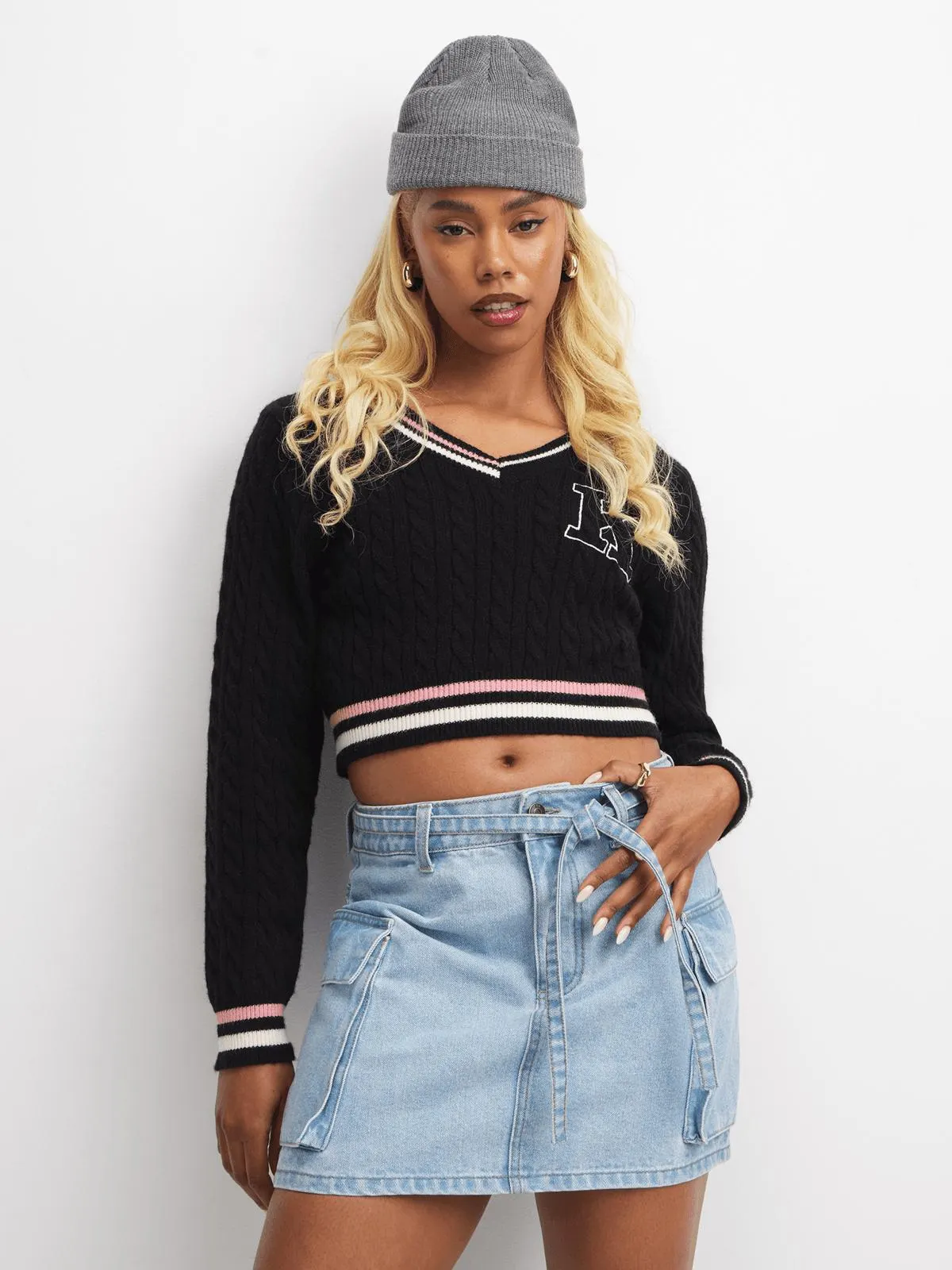 The FIX Women's Light Wash Utility Denim Mini Skirt