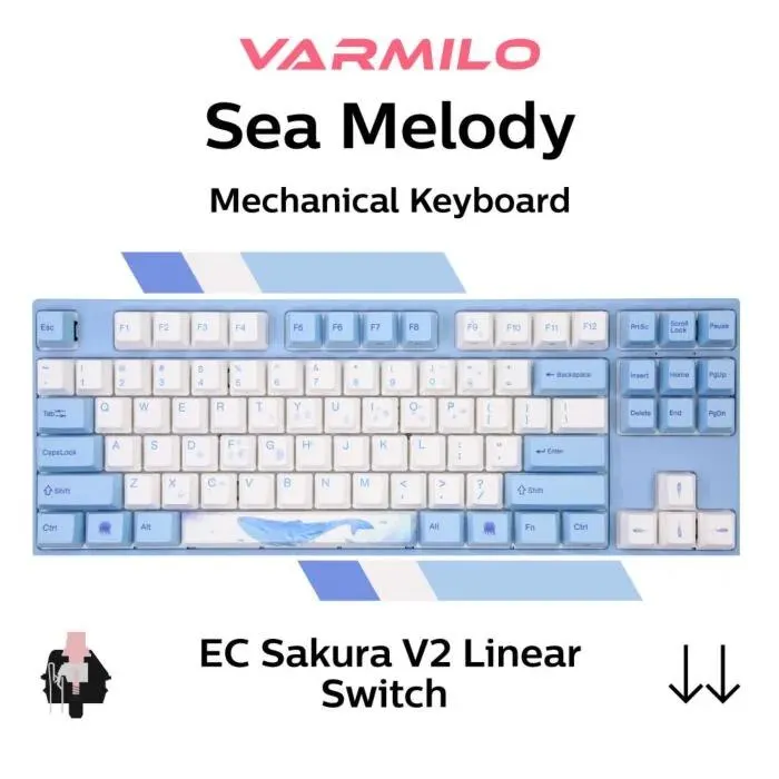 Varmilo MA87 V2 Sea Melody EC Sakura V2 A33A038A9A3A01A033 TKL Size Mechanical Keyboard
