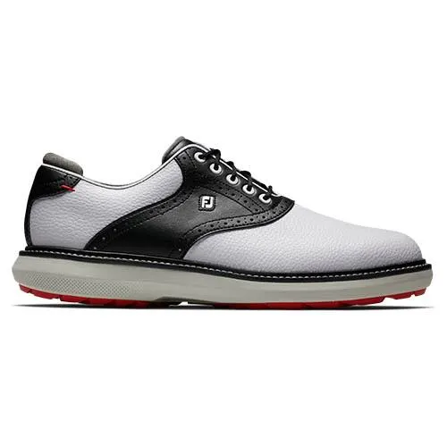 FootJoy Tradition Spikeless Golf Shoes – White/Black 57924