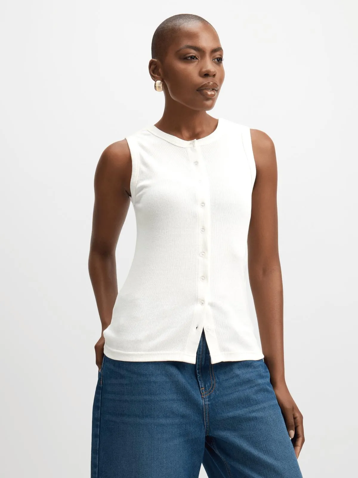 Jet Women's Cream Rib Vest Waistcoat