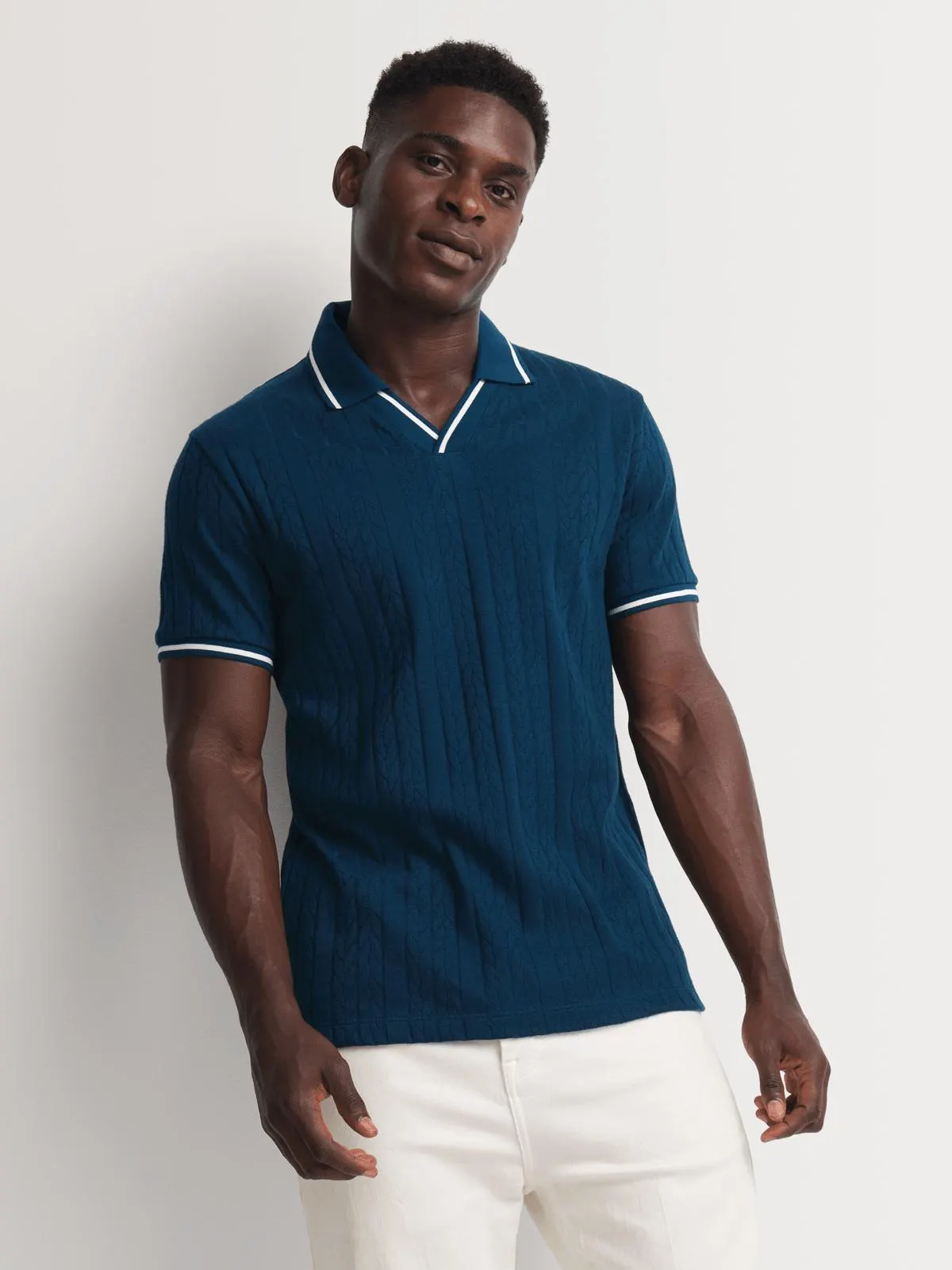 Markham Men's Textured Tipped Revere Teal Golfer