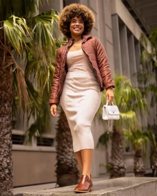 Ladies Cable Knit Midi Skirt
