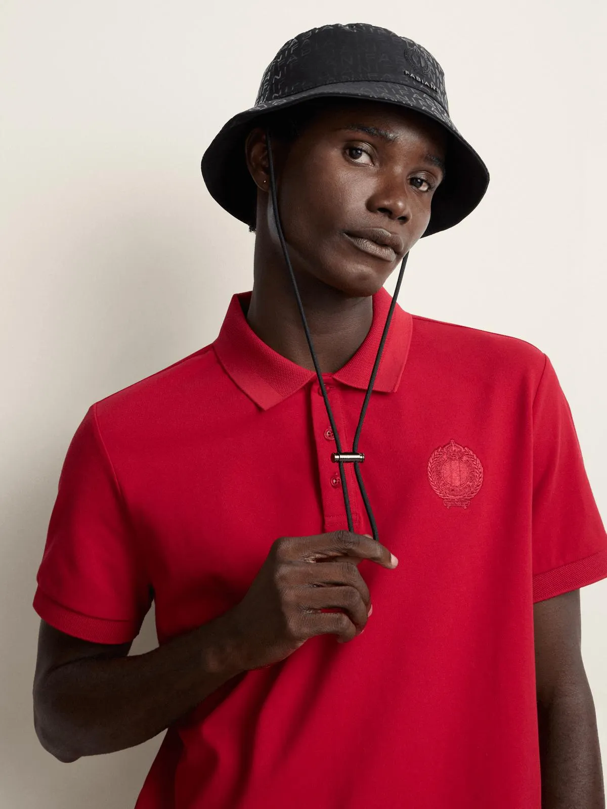 Fabiani Men's Red Ripple Rib Collar Polo Shirt