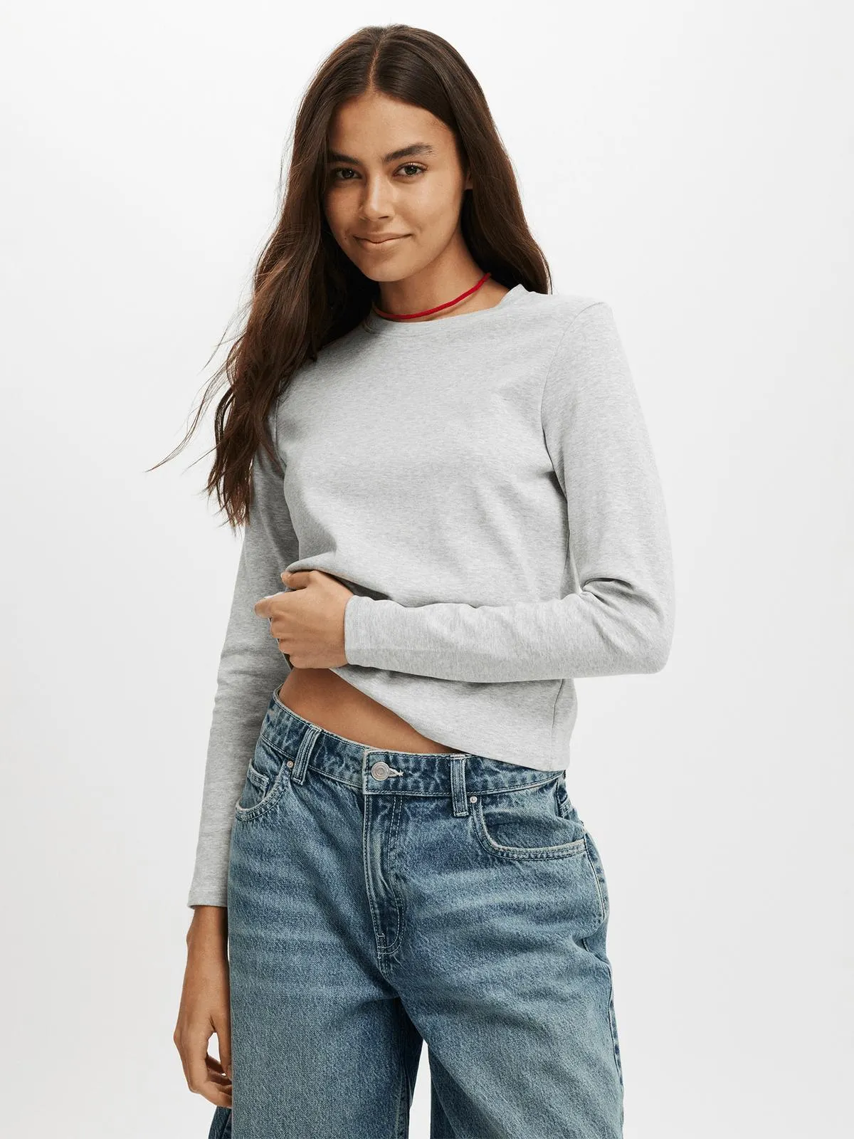 Women's Cotton On Grey 90S Baby Long Sleeve T-shirt
