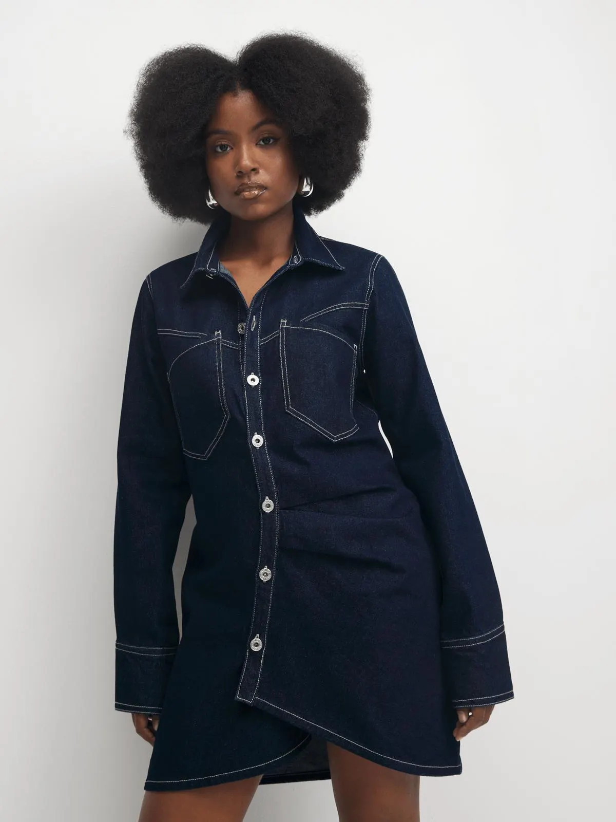 The FIX Women's Dark Wash Asymmetrical Denim Dress