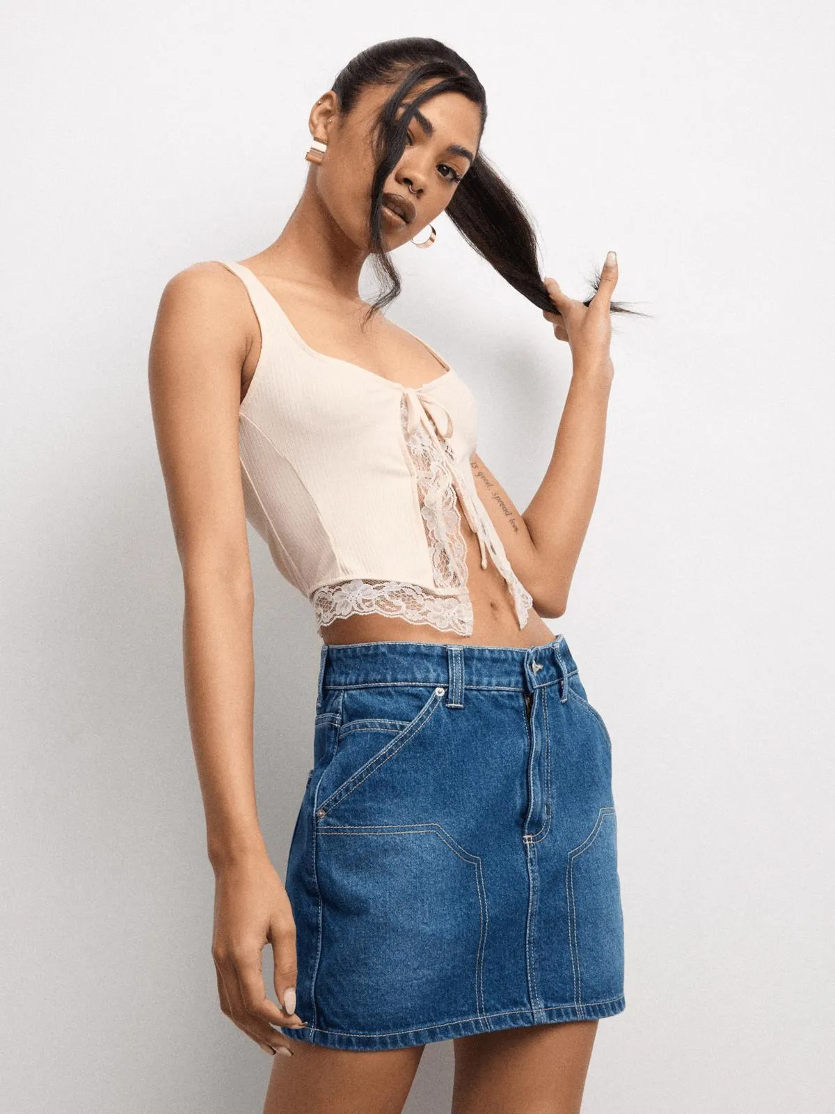 The FIX Women's Dark Wash Carpenter Mini Skirt