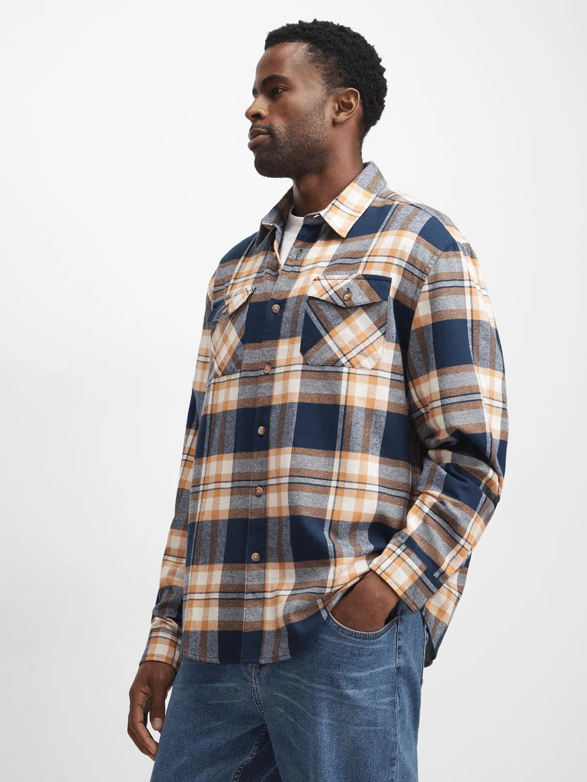 Exact Men's Blue Check Shirt