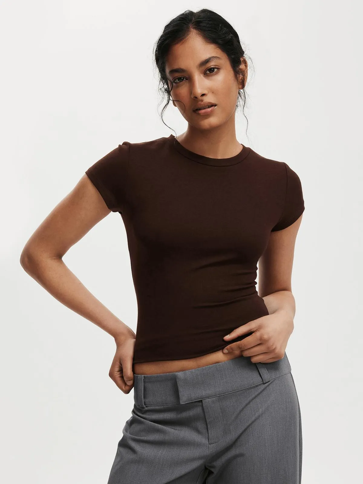 Women's Cotton On Burgundy All Day Crew T-shirt